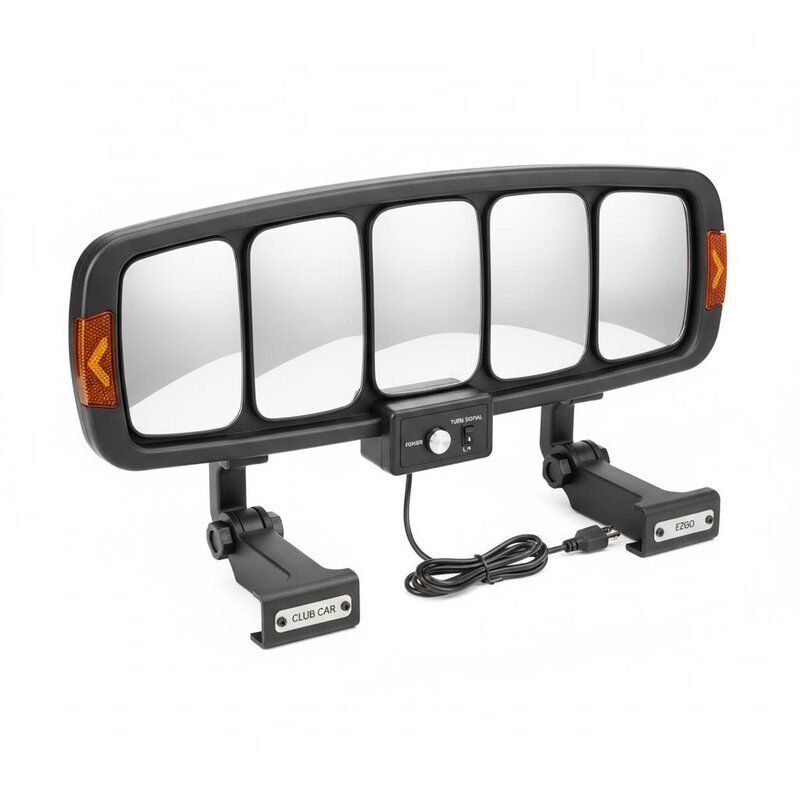 Golf Cart 5 Panel Rear View Mirror Turn Signals Universal Club Car EZGO Yamaha 12V LED Upgrade